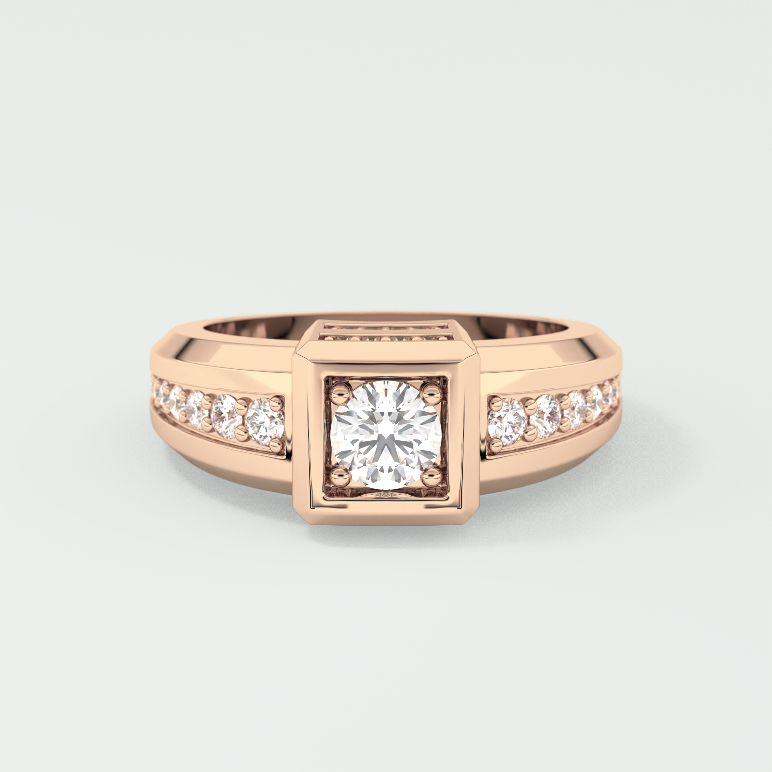 0.45 CT Round Lab Grown Diamond Channel Setting Band For Him