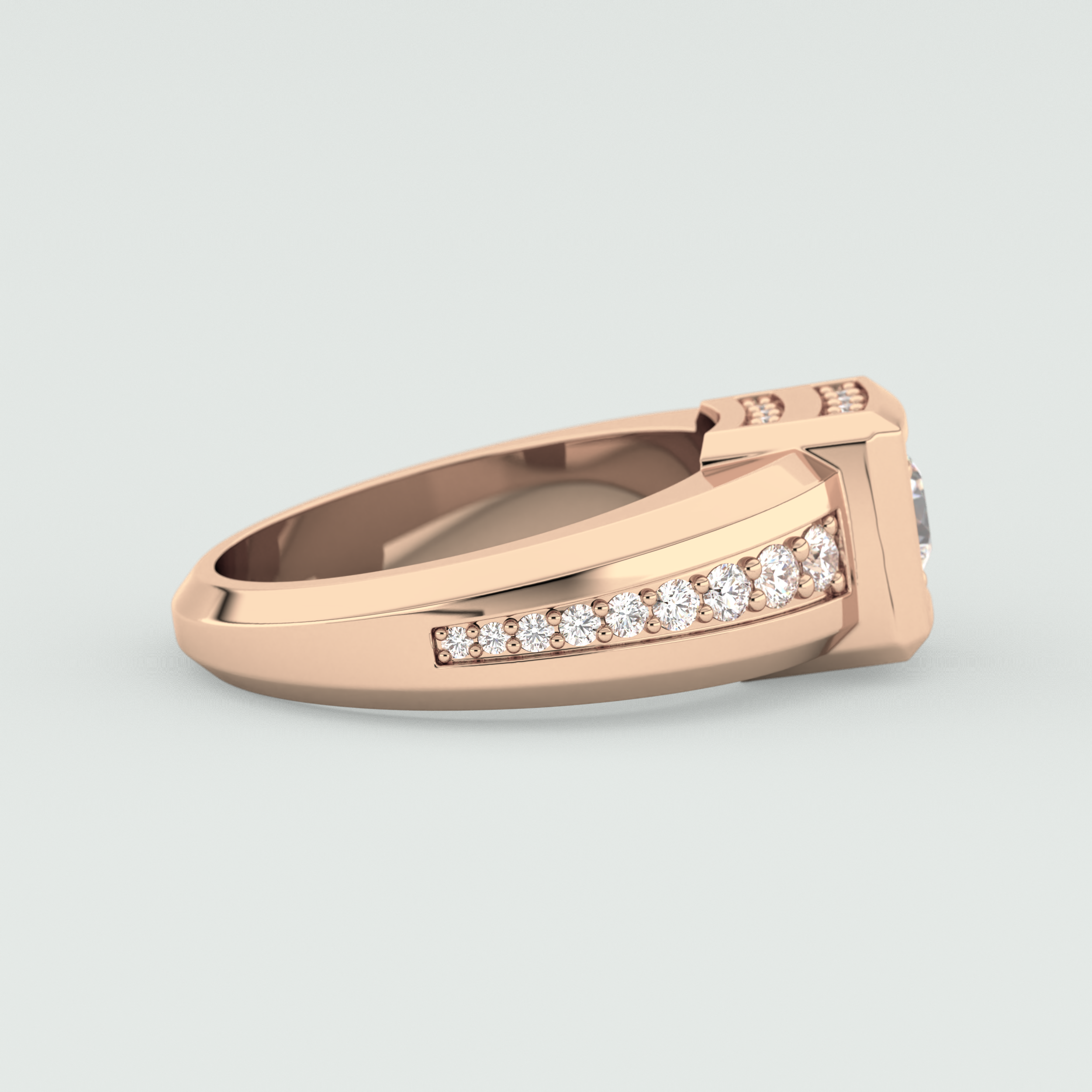 0.45 CT Round Lab Grown Diamond Channel Setting Band For Him