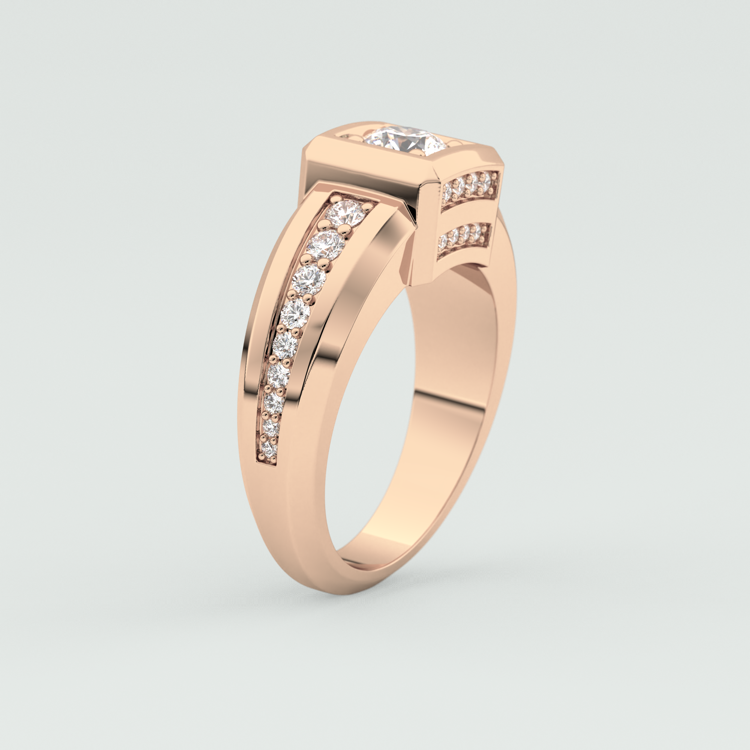 0.45 CT Round Lab Grown Diamond Channel Setting Band For Him