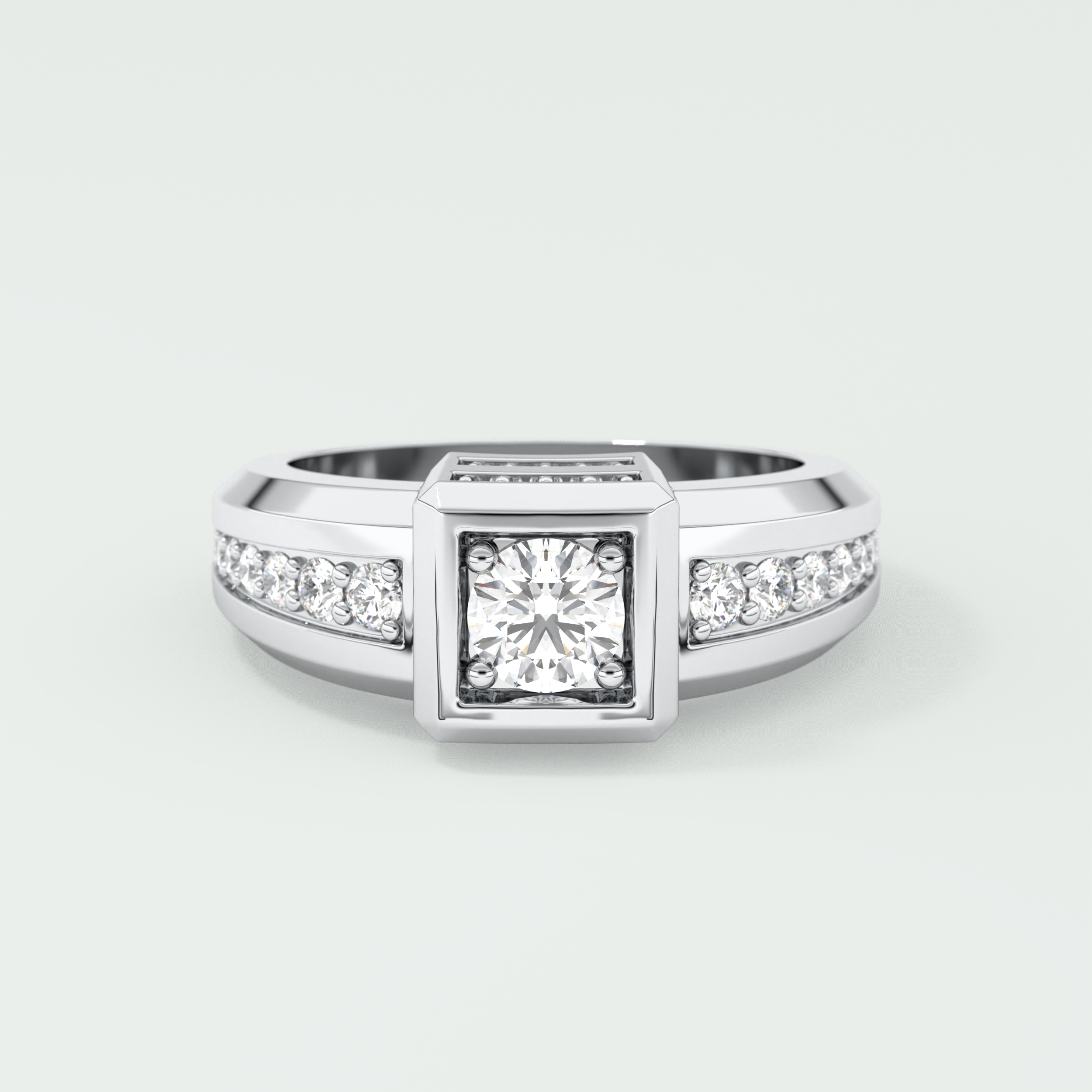 0.45 CT Round Lab Grown Diamond Channel Setting Band For Him