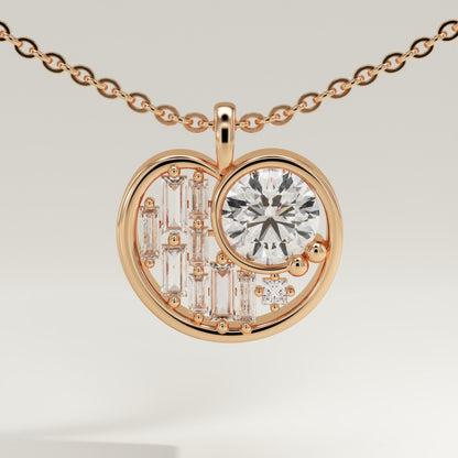 2.14 TCW Round & Baguette Lab-Grown Diamond Multi Stone Charm Necklace