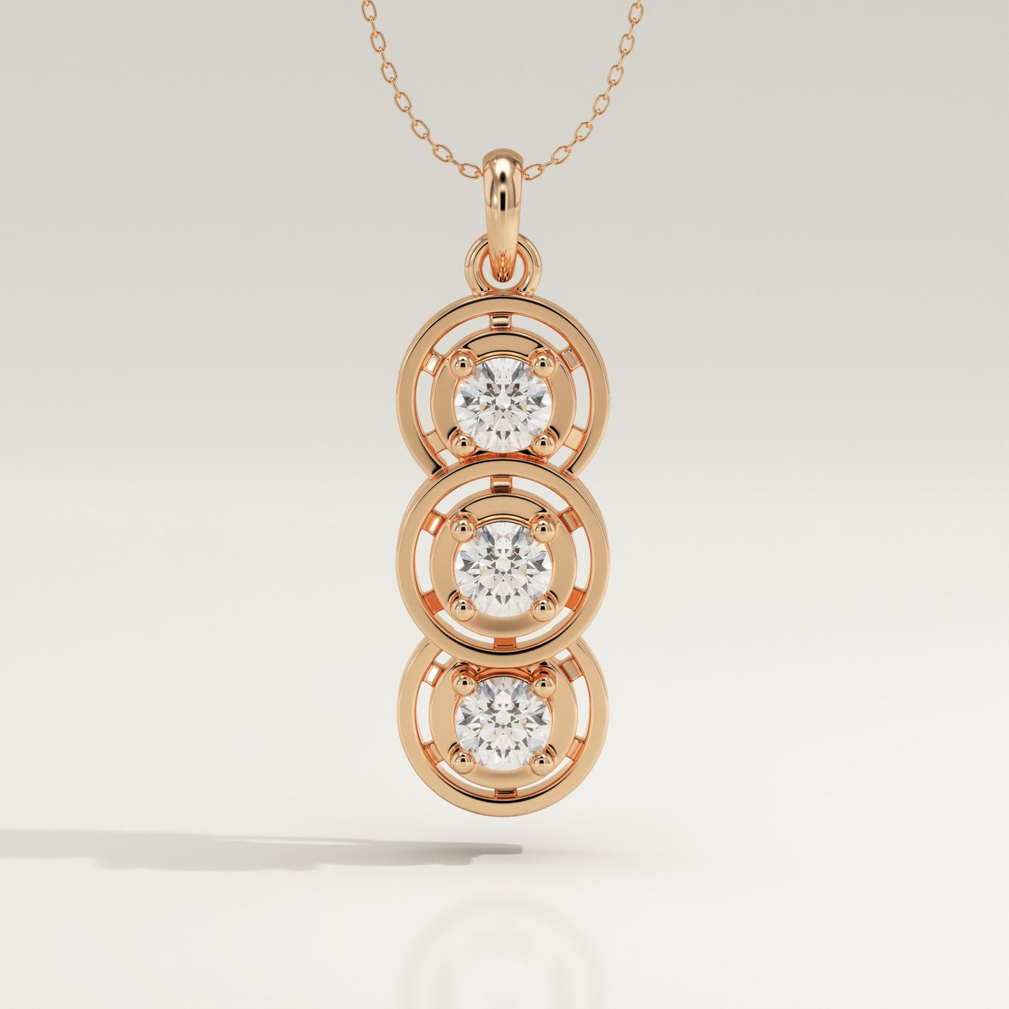 1.22 TCW Round Lab-Grown Diamond Three Stone Charm Necklace