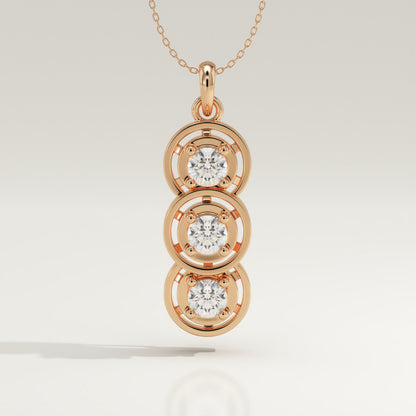 1.22 TCW Round Lab-Grown Diamond Three Stone Charm Necklace