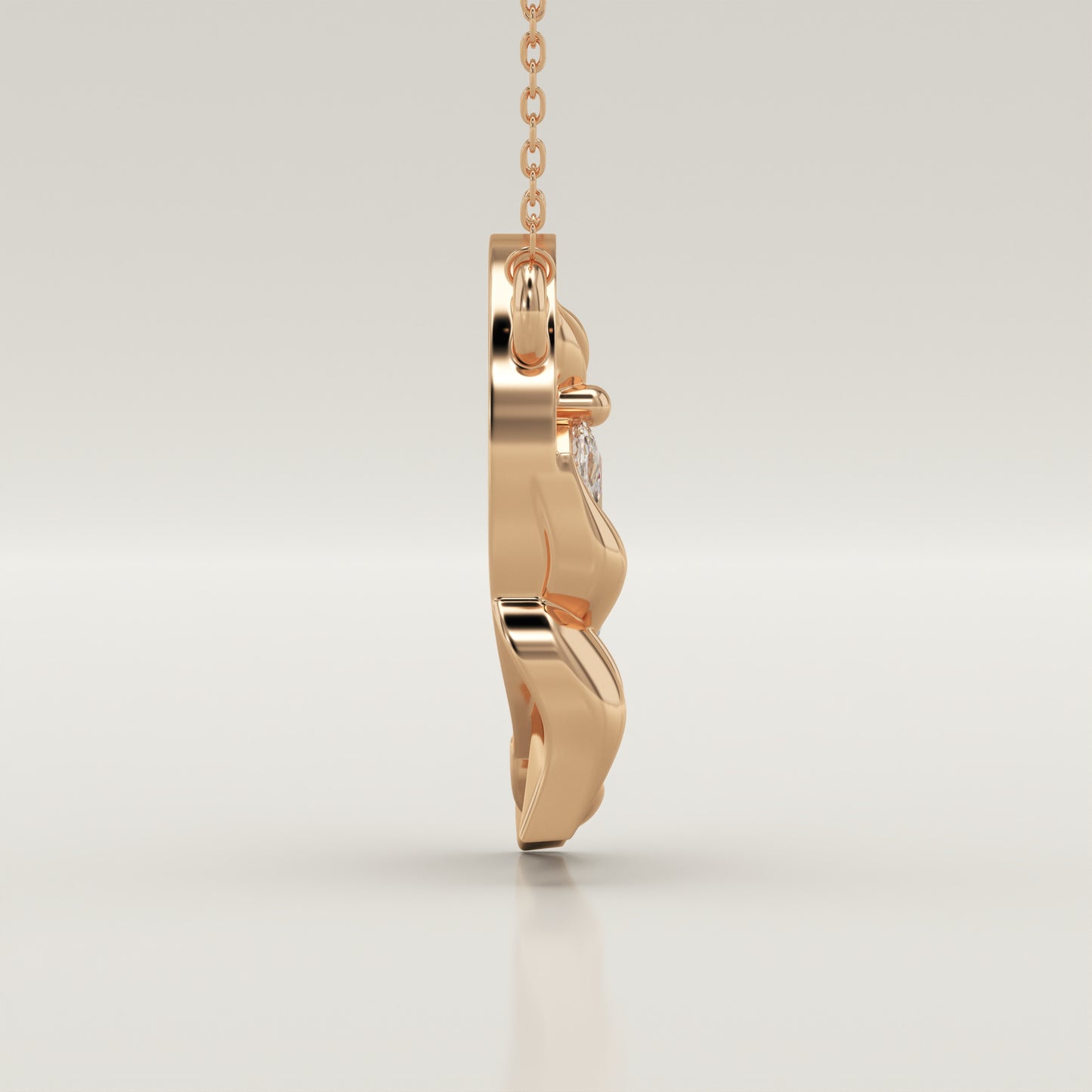 0.42 CT Marquise Lab-Grown Diamond Nature Inspired Charm Necklace
