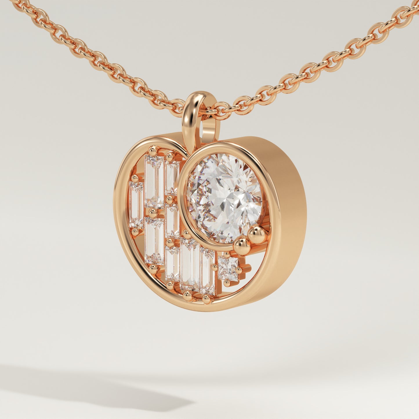 2.14 TCW Round & Baguette Lab-Grown Diamond Multi Stone Charm Necklace