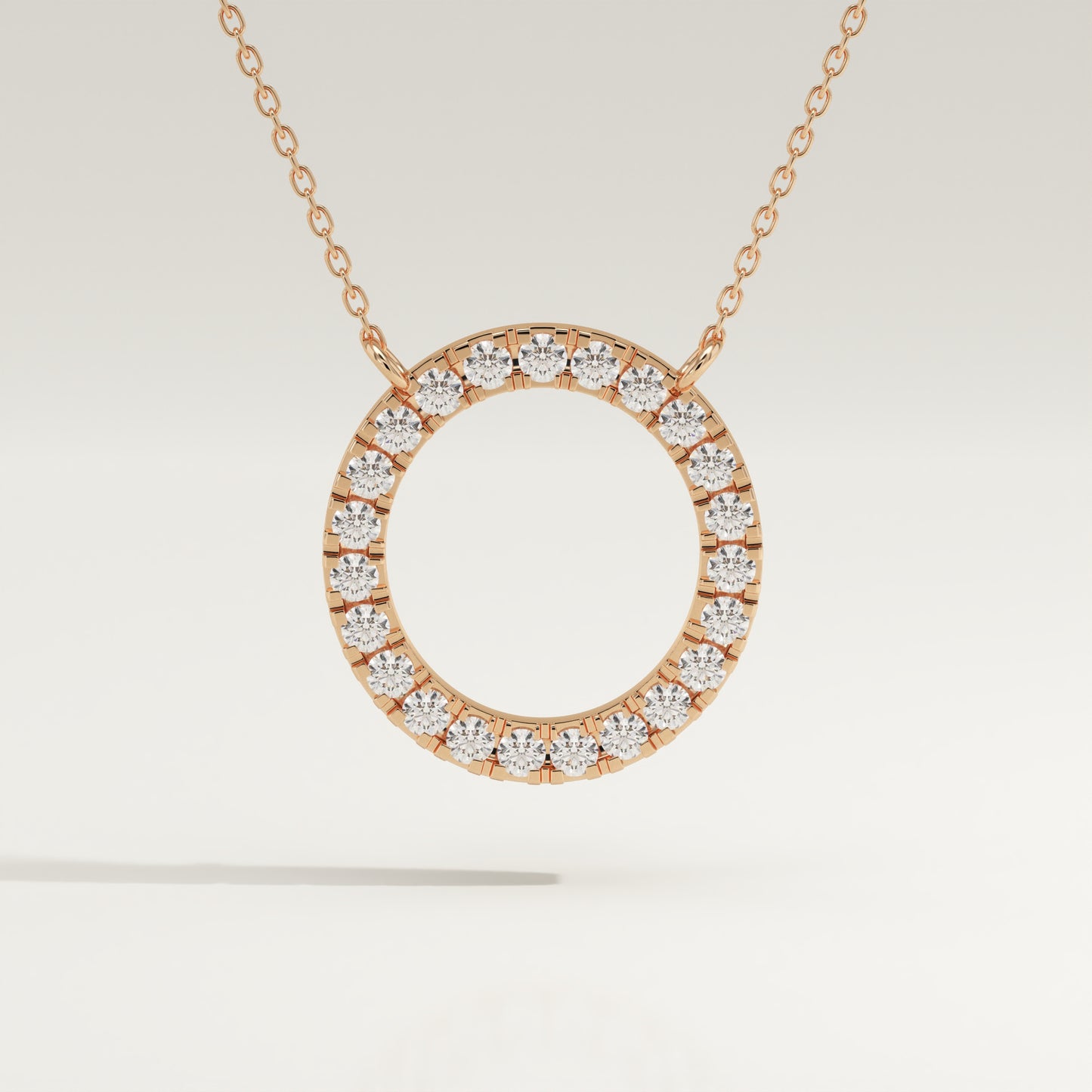 0.50 TCW Round Lab-Grown Diamond Circle Charm Necklace