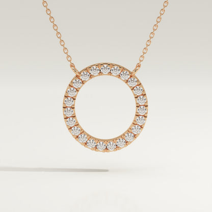 0.50 TCW Round Lab-Grown Diamond Circle Charm Necklace