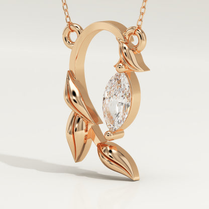 0.42 CT Marquise Lab-Grown Diamond Nature Inspired Charm Necklace
