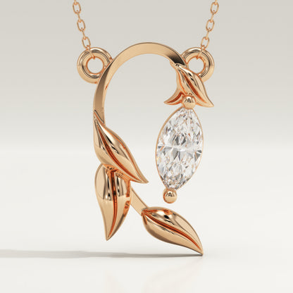 0.42 CT Marquise Lab-Grown Diamond Nature Inspired Charm Necklace