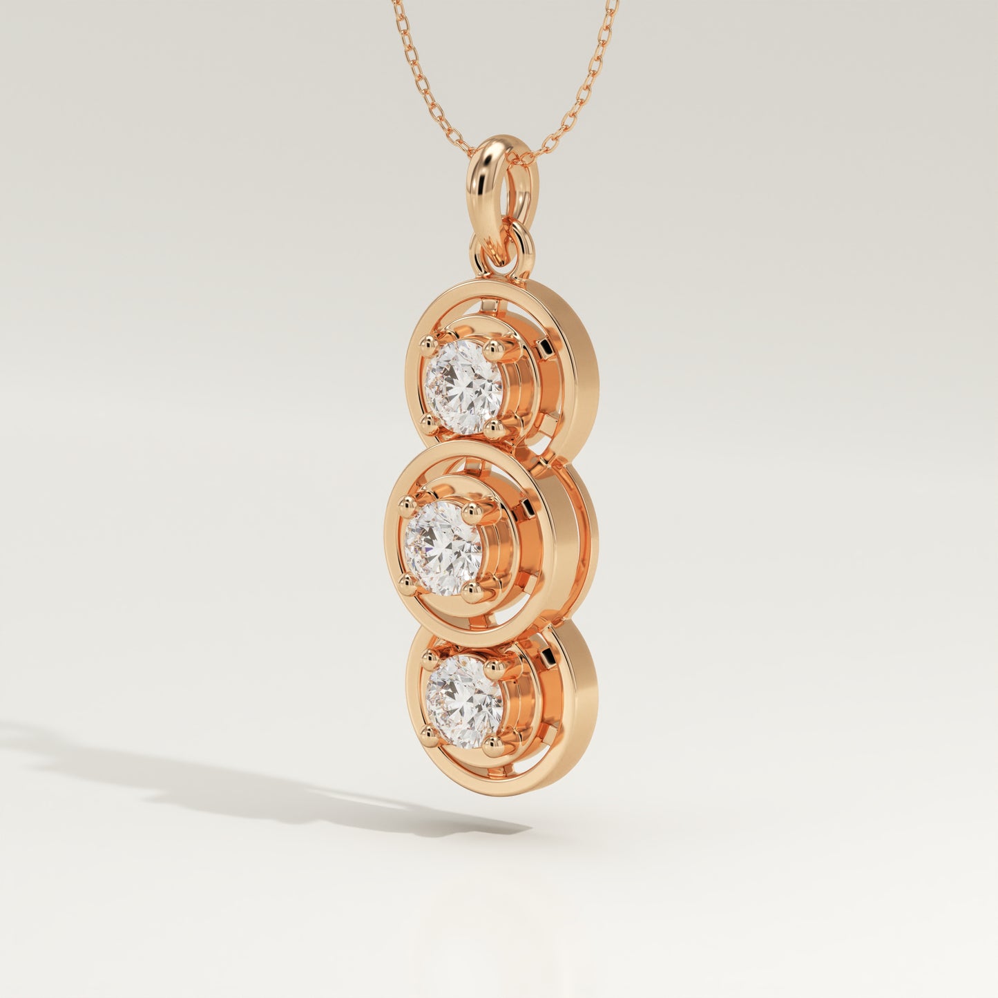 1.22 TCW Round Lab-Grown Diamond Three Stone Charm Necklace