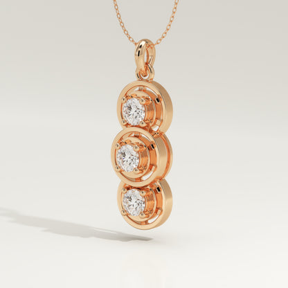 1.22 TCW Round Lab-Grown Diamond Three Stone Charm Necklace