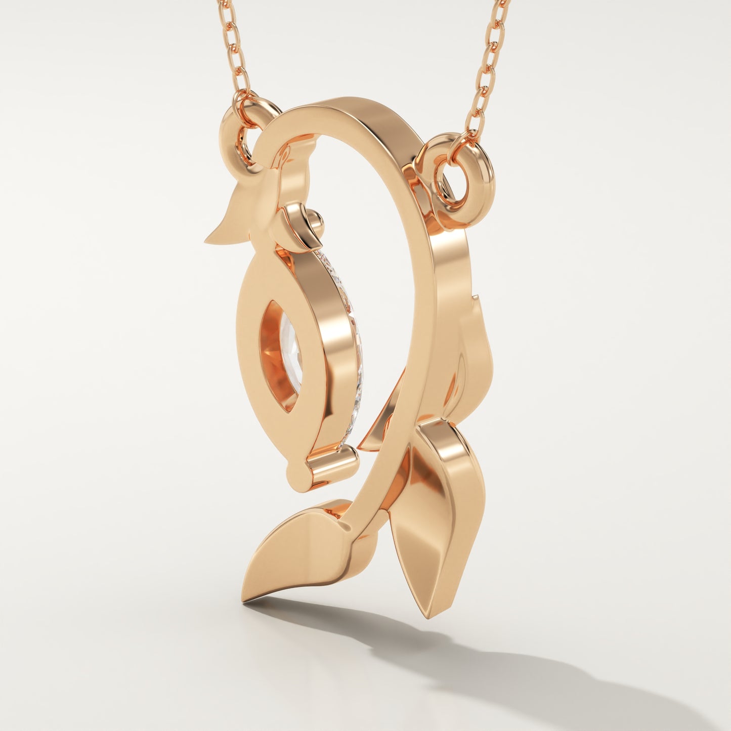 0.42 CT Marquise Lab-Grown Diamond Nature Inspired Charm Necklace