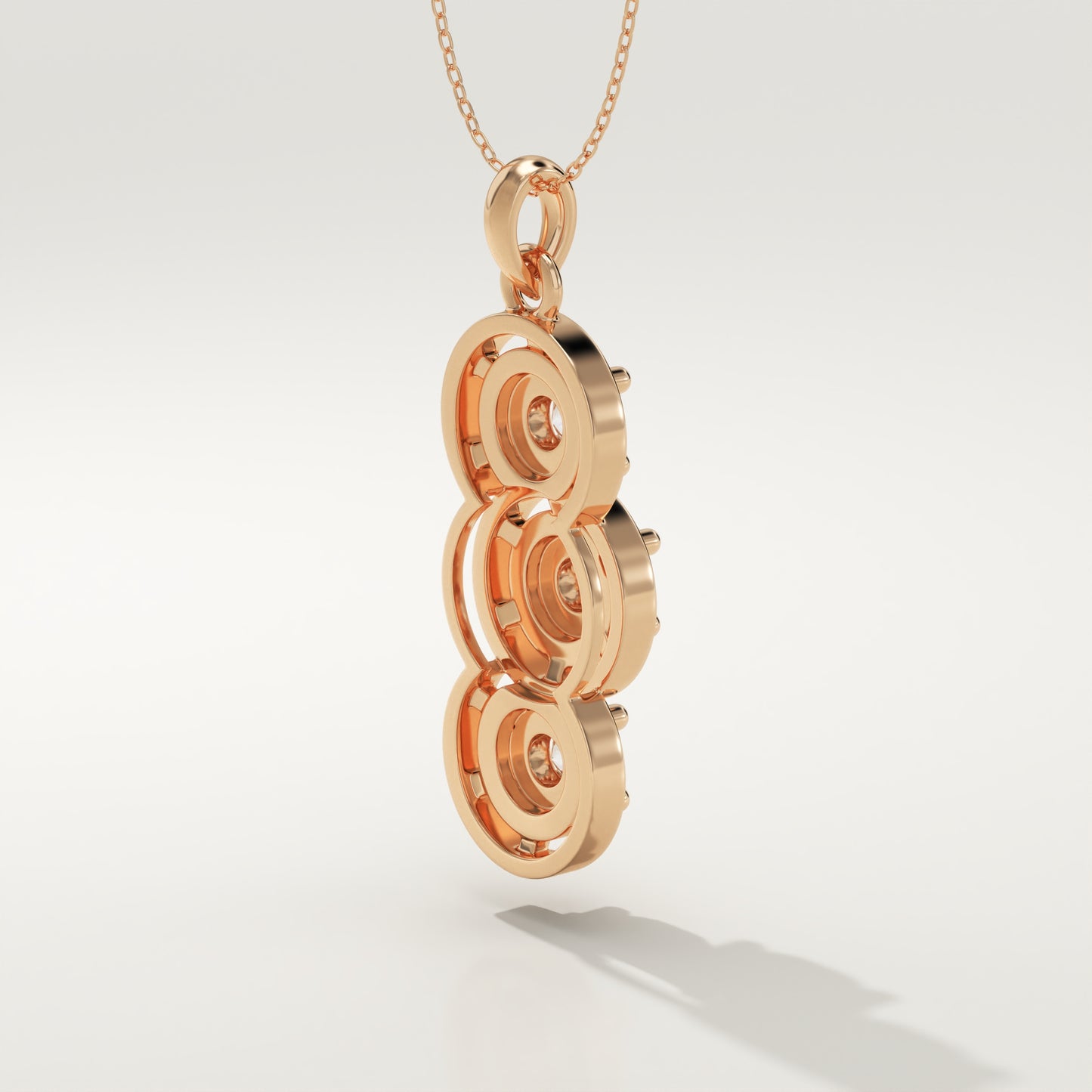 1.22 TCW Round Lab-Grown Diamond Three Stone Charm Necklace