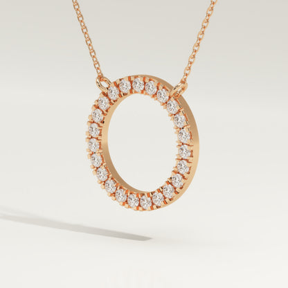 0.50 TCW Round Lab-Grown Diamond Circle Charm Necklace