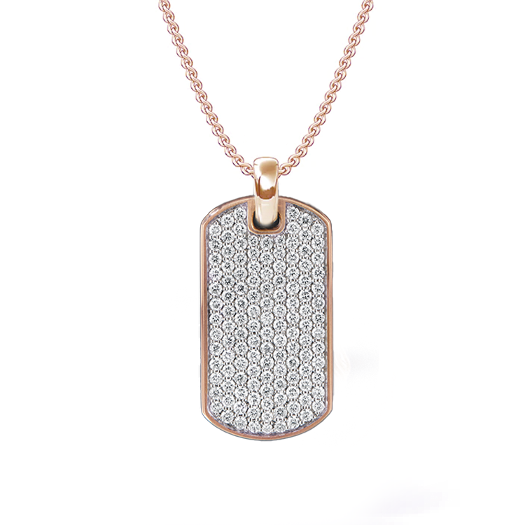 3.2 TCW Round Lab-Grown Diamond Dog Tag Necklace For Him 3
