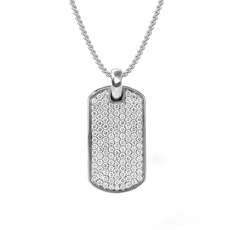 3.2 TCW Round Lab-Grown Diamond Dog Tag Necklace For Him 2