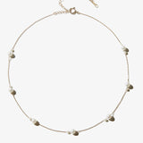 June-Pearl Birthstone Double Stone Necklace