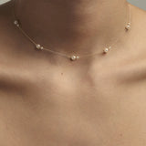 June-Pearl Birthstone Double Stone Necklace
