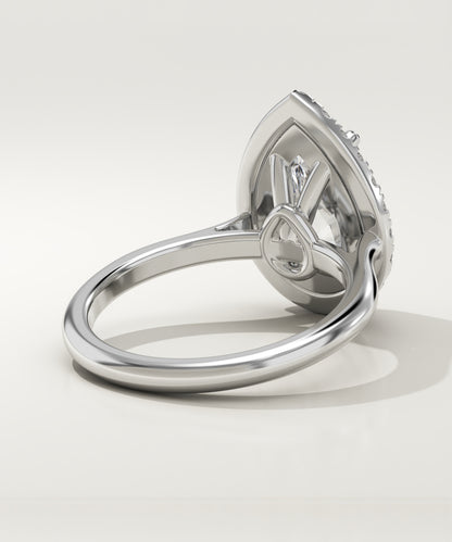 2.35 CT Pear Cut Lab Grown Diamond Halo Engagement Ring (US Size 5.5 Ready To Ship)