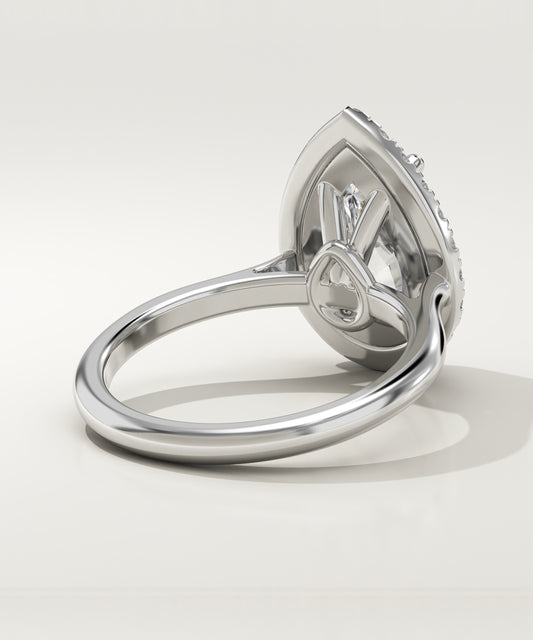 2.35 CT Pear Cut Lab Grown Diamond Halo Engagement Ring (US Size 5.5 Ready To Ship)