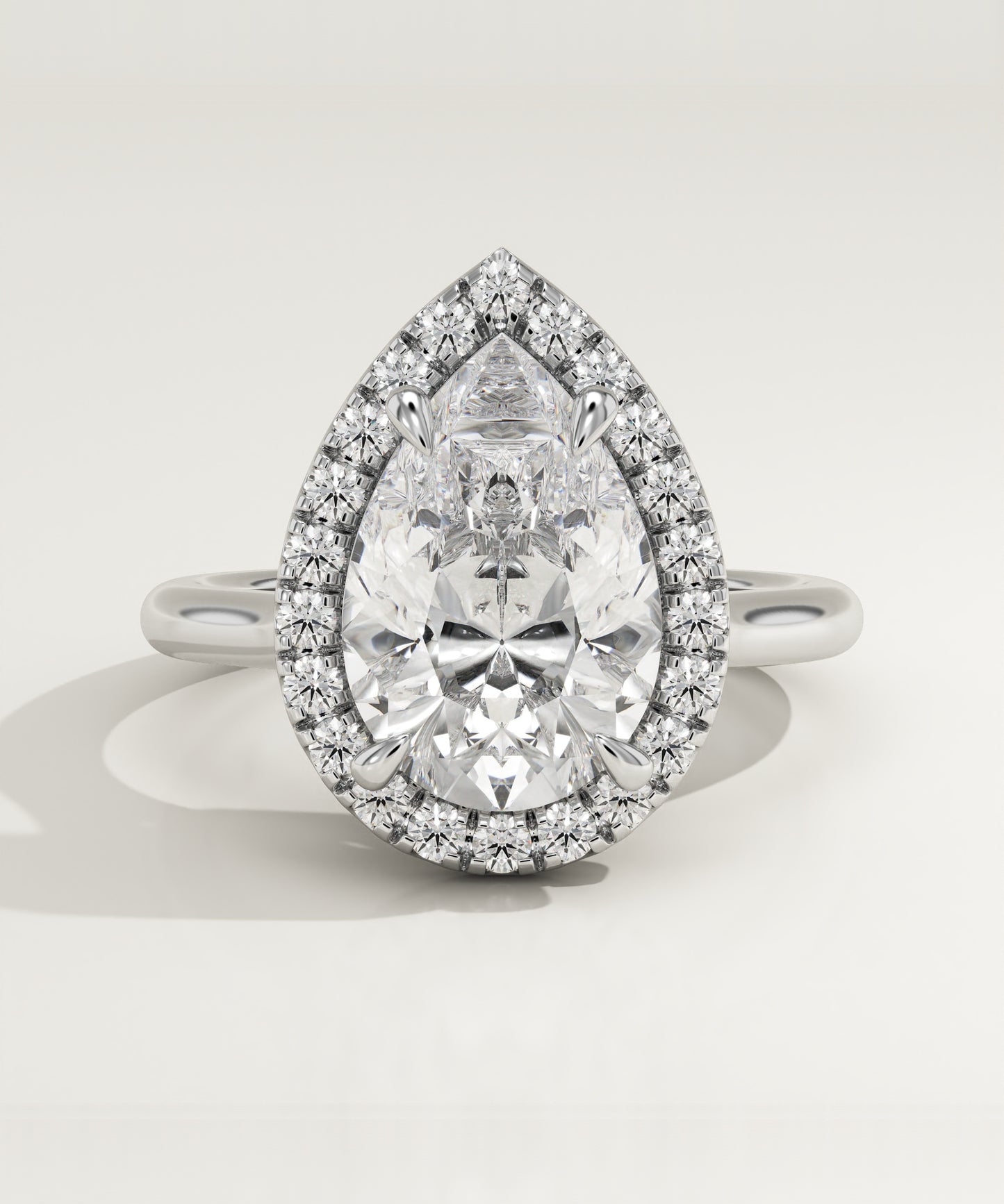 2.35 CT Pear Cut Lab Grown Diamond Halo Engagement Ring (US Size 5.5 Ready To Ship)