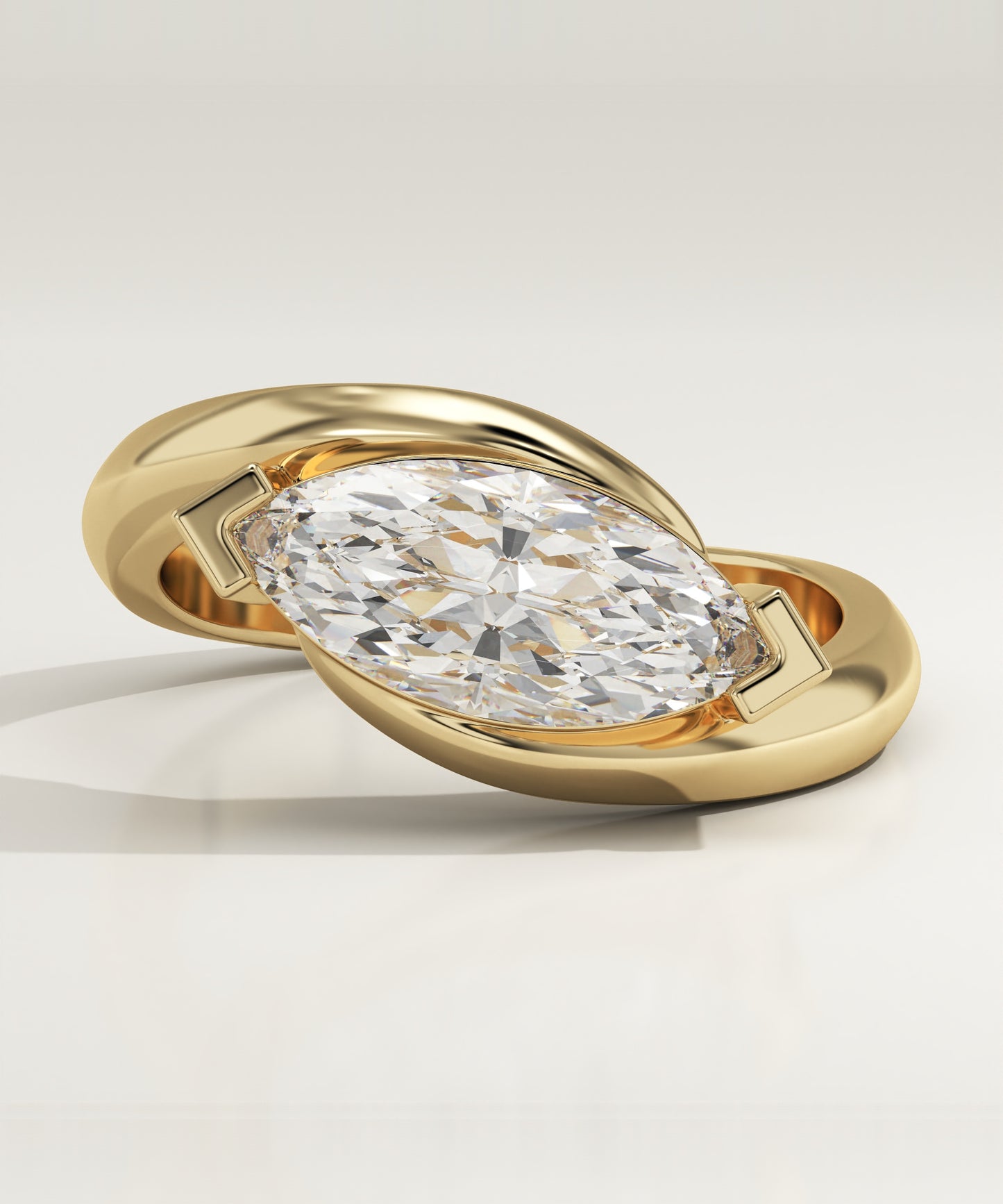 1.5 CT Marquise Cut Lab Grown Diamond Swirl Solitaire Engagement Ring (US Size 6 Ready To Ship)