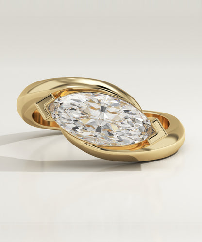 1.5 CT Marquise Cut Lab Grown Diamond Swirl Solitaire Engagement Ring (US Size 6 Ready To Ship)