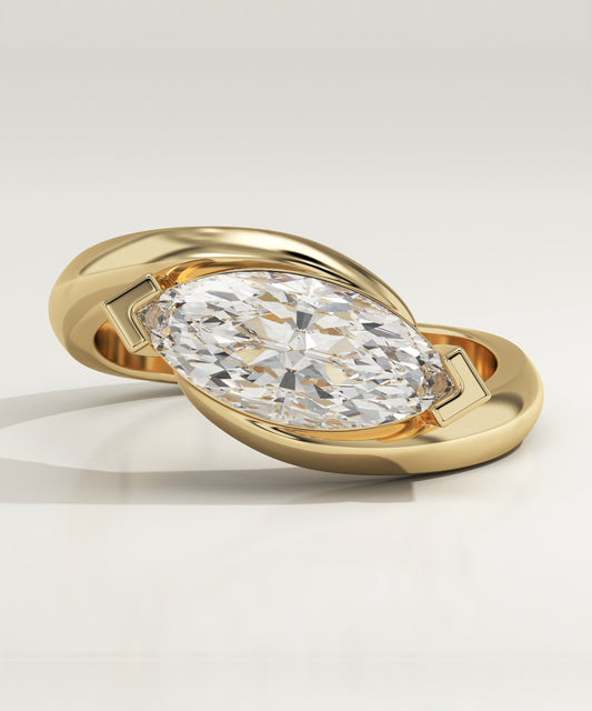 1.5 CT Marquise Cut Lab Grown Diamond Swirl Solitaire Engagement Ring (US Size 6 Ready To Ship)