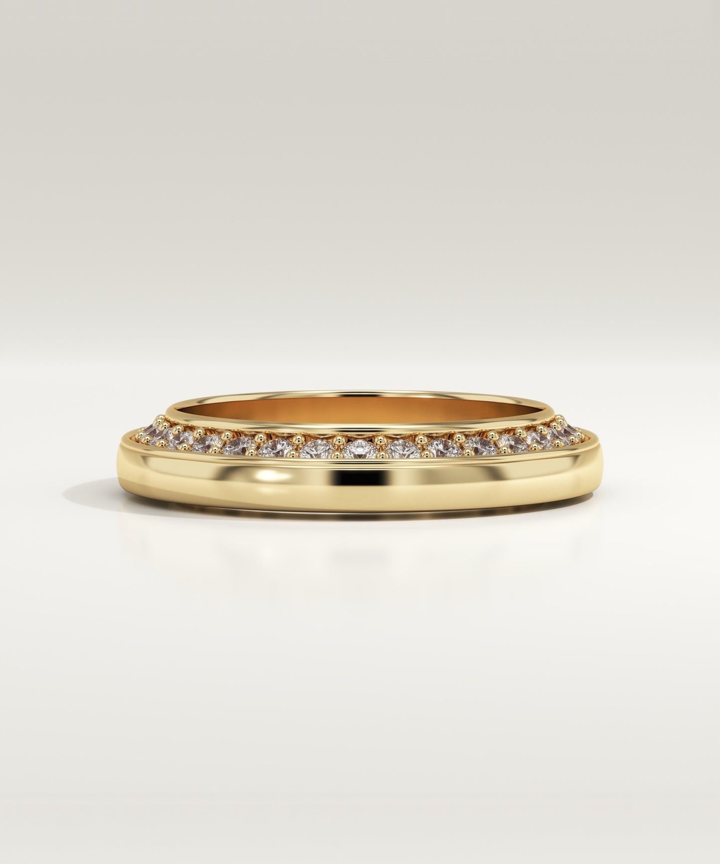 0.012 TCW Round Lab Grown Diamond Flush Setting Wedding Band (US Size 4 Ready To Ship)