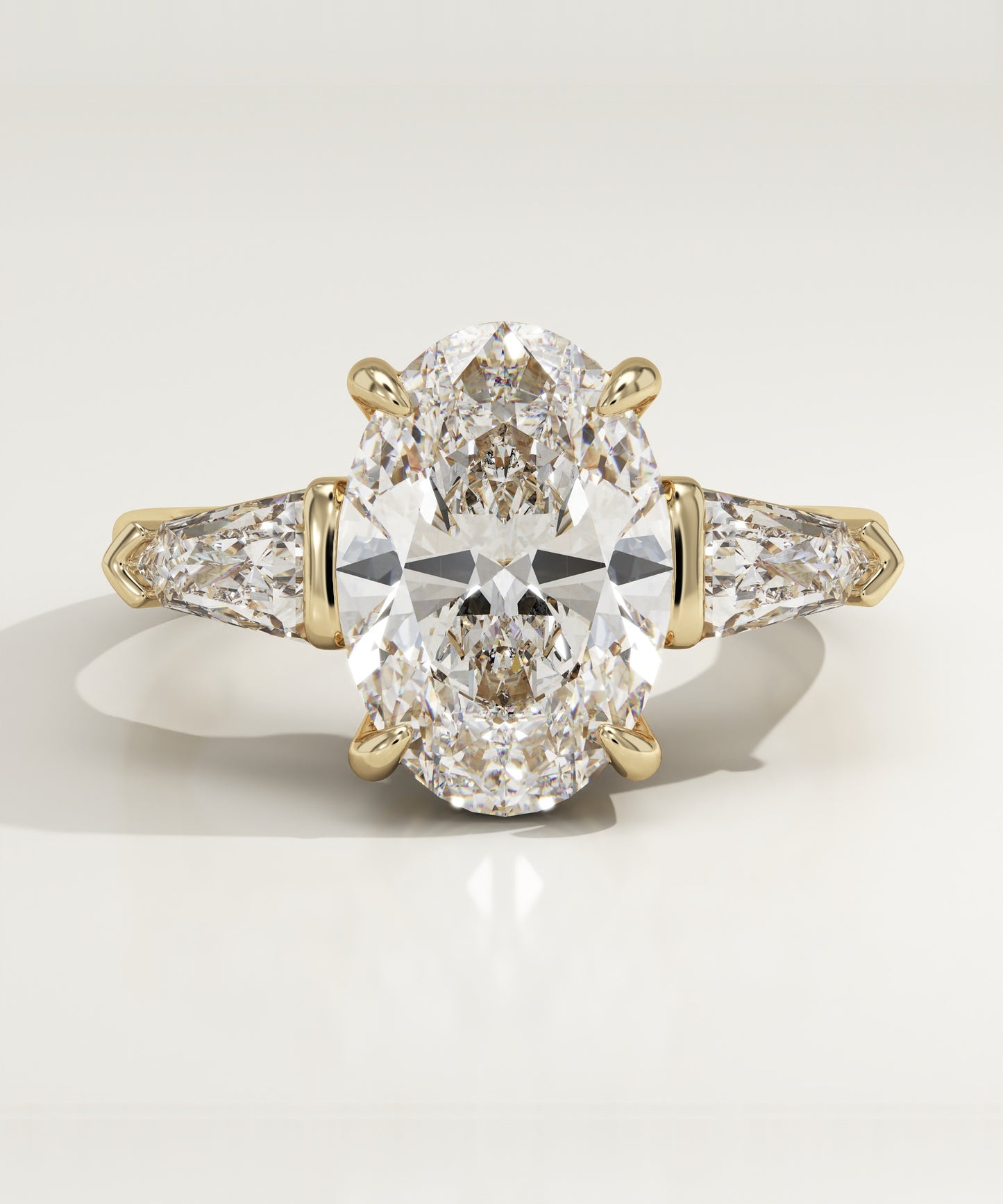 4 CT Oval Cut Moissanite Three Stone Engagement Ring (US Size 7.5 Ready To Ship)