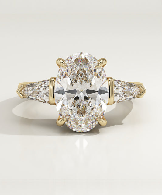 4 CT Oval Cut Moissanite Three Stone Engagement Ring (US Size 7.5 Ready To Ship)