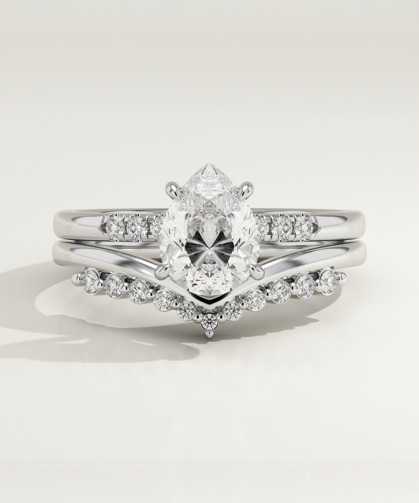 1 CT Pear Cut Moissanite Pave Bridal Set (US Size 7 Ready To Ship)