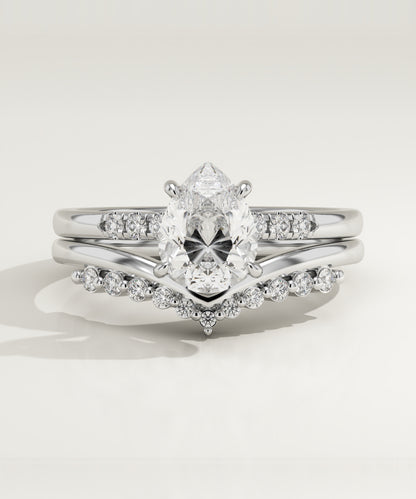 1 CT Pear Cut Moissanite Pave Bridal Set (US Size 7 Ready To Ship)
