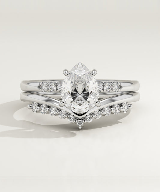 1 CT Pear Cut Moissanite Pave Bridal Set (US Size 7 Ready To Ship)