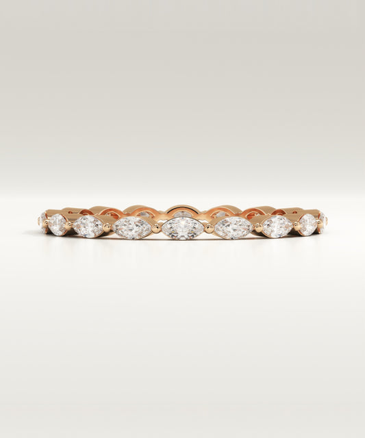 0.5 TCW Marquise Moissanite Full Eternity Wedding Band (US Size 6 Ready To Ship)