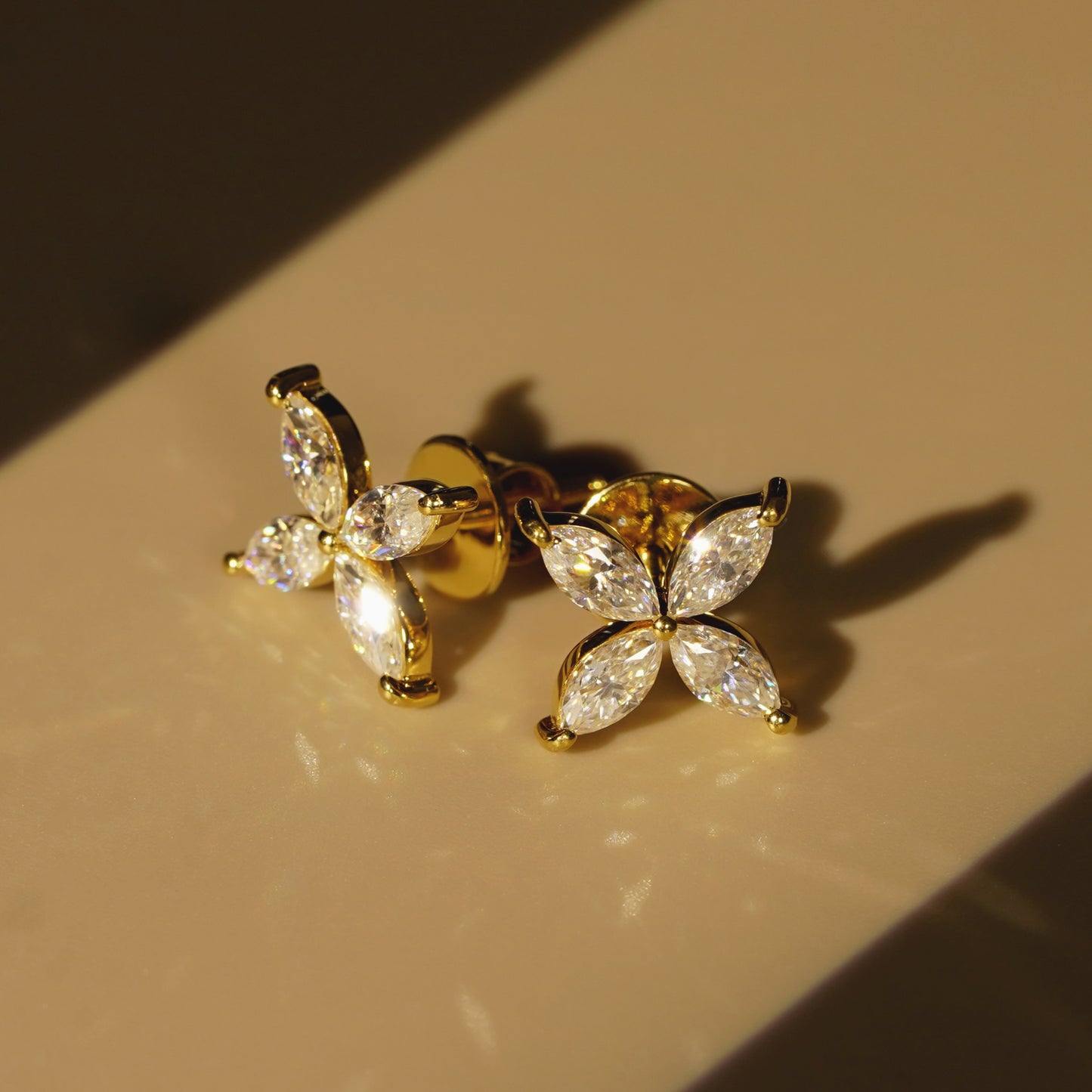 1.41 TCW Marquise Lab-Grown Diamond Flower Stud Earrings