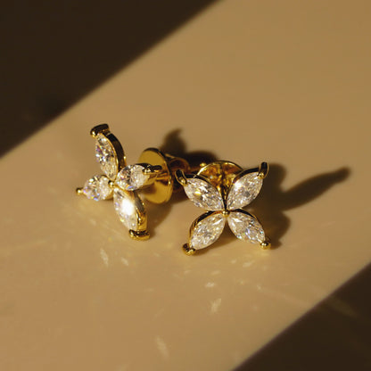 1.41 TCW Marquise Lab-Grown Diamond Flower Stud Earrings