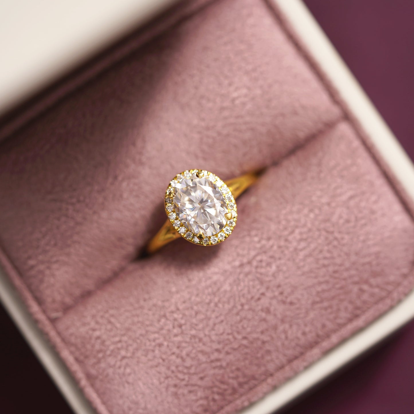Oval Cut Halo Split Shank Lab-Grown Diamond Engagement Ring
