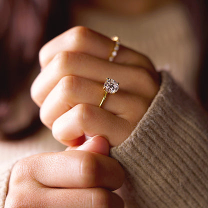 Round Cut Hidden Halo Lab-Grown Diamond Engagement Ring