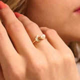 June-Pearl Cresent Moon Birthstone Engagement Ring