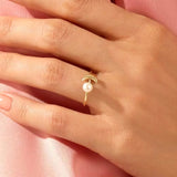June-Pearl Cresent Moon Birthstone Engagement Ring