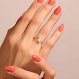 June-Pearl Cresent Moon Birthstone Engagement Ring