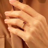 1 CT Emerald Cut Pave January-Garnet Birthstone Engagement Ring