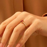 1 CT Emerald Cut Pave January-Garnet Birthstone Engagement Ring