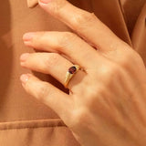 1 CT Oval Cut Bezel January-Garnet Birthstone Engagement Ring