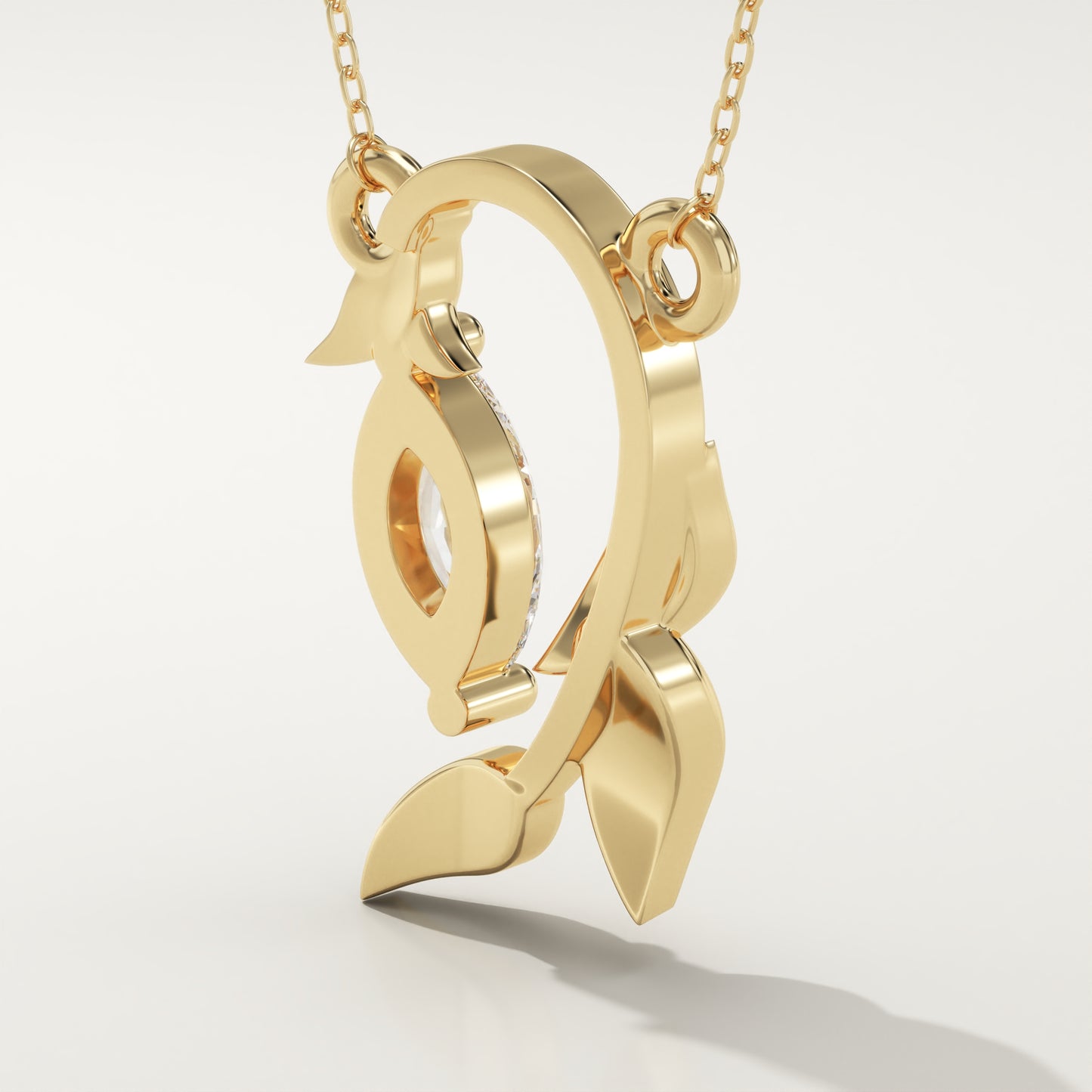 0.42 CT Marquise Lab-Grown Diamond Nature Inspired Charm Necklace