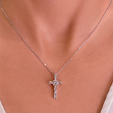 1.1 TCW Princess & Baguette Lab-Grown Diamond Cross Necklace 2
