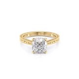 2 CT Cushion Cut Vintage Hidden Halo Lab-Grown Diamond Engagement Ring