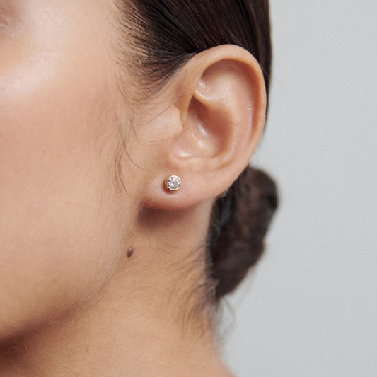 0.5 TCW Round Lab-Grown Diamond Bezel Stud Earrings