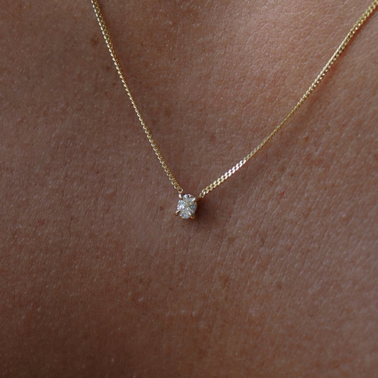 0.15 CT Oval Lab-Grown Diamond Solitaire Necklace